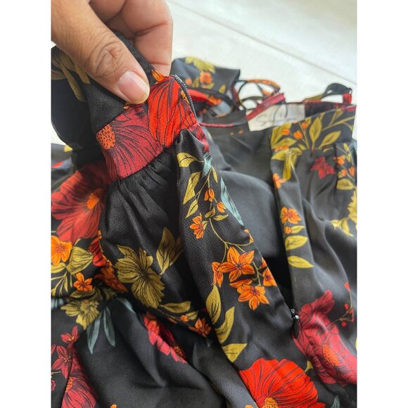 Midnight Bloom Maxi Dress Sz S Floral Deep V Neck Side Slit Boho Chic Summer NWT - Picture 7 of 16